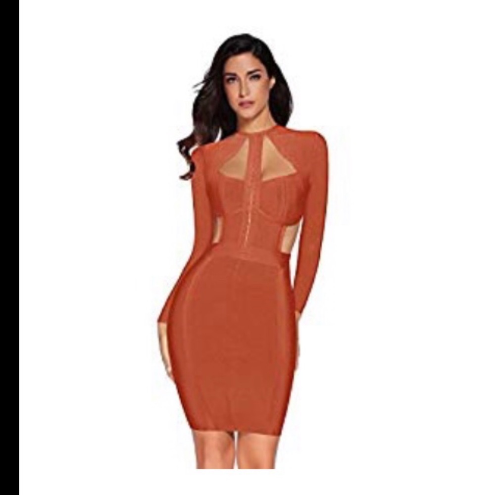 Burnt Orange Bandage Dress